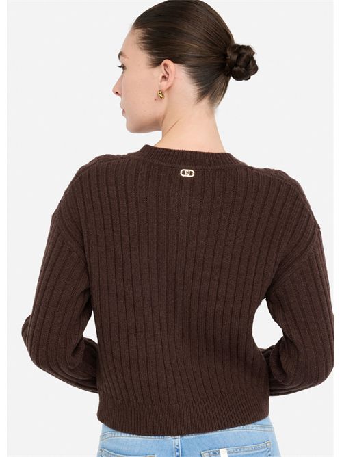 Cardigan in lana con bottoni gioiello LIU JO | MF5423MS040/X0385